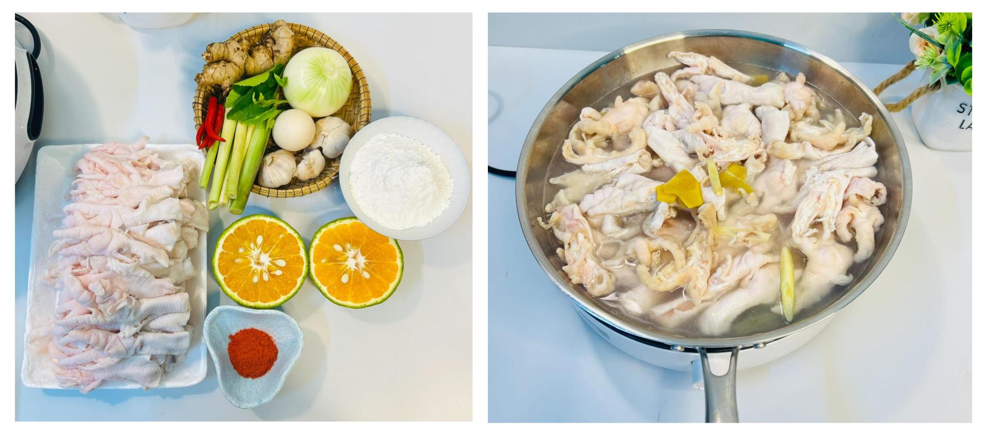 Nguyên liệu làm chân gà nước mắm sốt cam